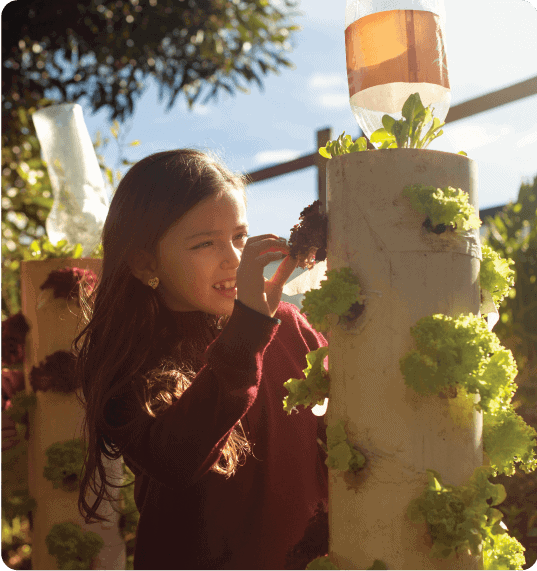 Aprendizaje Útil y de Calidad para la Vida y el Mundo alumnos sembrando